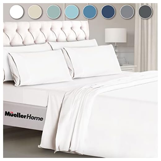 Mueller Ultratemp Bed Sheets Set, Super Soft 1800 Thread Count Egyptian 18-24 Inch Deep Pocket Sheets, Transfers Heat, Breathes Better, Hypoallergenic, Wrinkle, 6Pc, White King