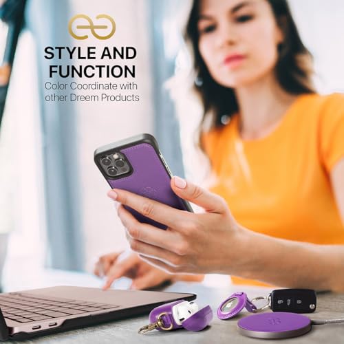 Image of dreem Fibonacci Compatible with iPhone 13 Pro Max Wallet case / 2-in-1 Shockproof case and Detachable Vegan Leather Folio, MagSafe Compatible, RFID Protection [Purple]