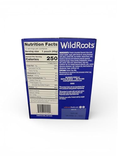 WildRoots Chocolatey Blueberry Protein Premium Trail Mix, 12-Pack Snack Pouches (1.75 oz Each), 12g Protein per Serving, Non-GMO Ingredients image 4