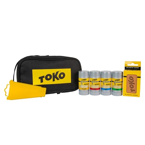 TOKO Grip Wax Kit for Cross Country Skis - Multi-Temp Nordic Gripwax (4 ct), Multipurpose Scraper & Plasto Cork