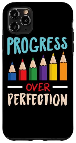 Back to School Teacher Motivational Progress Over Perfection �X�}�z�P�[�X iPhone 11 Pro Max �p