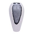 Alpine Corporation DIG416 29" Two Tone Ribbed Jar Floor Fountain with LED Lights – Elegant Indoor/Outdoor Water Feature, Easy Setup with Pump & Plug-in Design, Gray