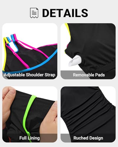 Image of Holipick One Shoulder One Piece Swimsuit for Women Tummy Control Bathing Suits Modest Full Coverage Keyhole Swimwear