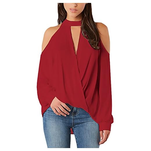 T-shirt för damer långärmad basic v-ringad modemärken off-shoulder topp lös avslappnad enfärgad blus skjorta skjorta