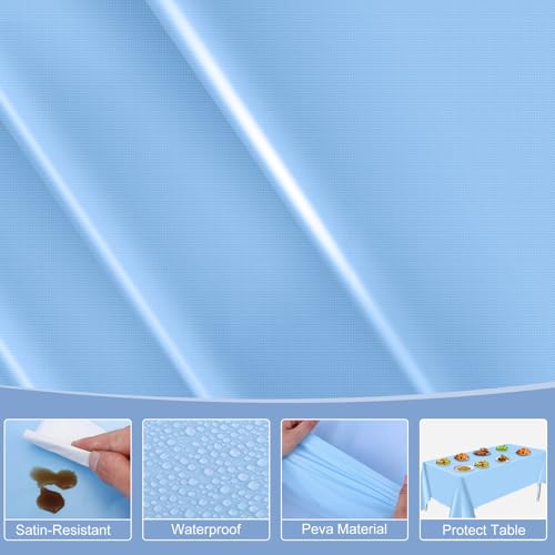 Image of NatNarr 6 Pcs Light Blue Tablecloth, Scalloped Baby Blue Table Cloths