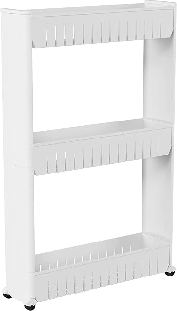 Stella New Multipurpose Shelf with Removable Wheels crack rack Bathroom Storage Storage Rack Shelf Multi-layer refrigerator Slide out side shelf (3 Layers)