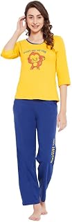 Clovia Women's Cotton Print Me Pretty Top in Yellow & Chic Basic Pyjama Set in Yellow Price In India