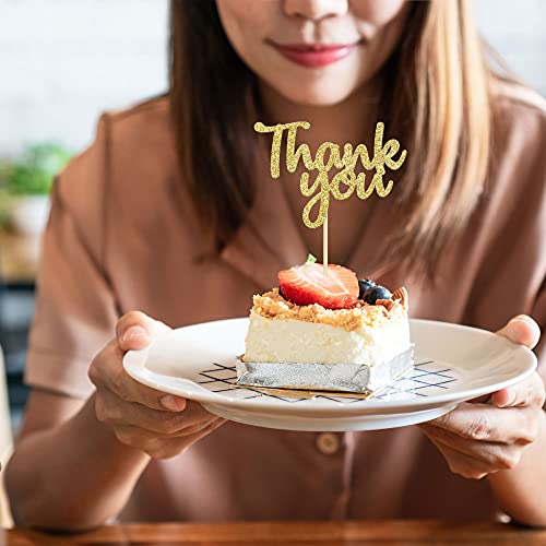 Gyufise 36Pcs Gold Glitter Thank You Cupcake Toppers Thank You Cupcake Picks For Birthday Anniversary Thanksgiving Day Wedding Bridal Party Decoration Supplies #TOP5