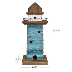 Wooden Lighthouse Beach Themed Decor for Home, 15.15"" H Decorative Coastal Lighthouse Statue Rustic Ocean Sea Light House Figurine Tabletop Centerpiece Nautical Themed Bathroom Decor, Blue Wooden Lighthouse Beach Themed Decor for Home 1515 H Decorative Coastal Lighthouse Statue Rustic Ocean Sea Light House Figurine Tabletop Centerpiece Nautical Themed Bathroom Decor Blue