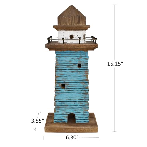 Wooden-Lighthouse-Beach-Themed-Decor-for-Home-1515-H-Decorative-Coastal-Lighthouse-Statue-Rustic-Ocean-Sea-Light-House-Figurine-Tabletop-Centerpiece-Nautical-Themed-Bathroom-Decor-Blue Wooden Lighthouse Beach Themed Decor for Home 1515 H Decorative Coastal Lighthouse Statue Rustic Ocean Sea Light House Figurine Tabletop Centerpiece Nautical Themed Bathroom Decor Blue