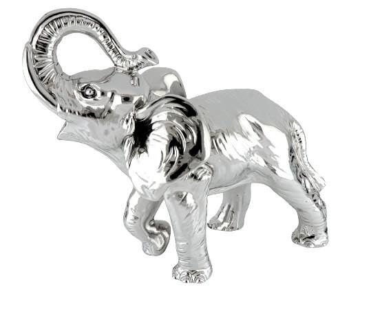 Generico Italian Gift - Elefante decorativo de resina, plateado, 15 x 13 cm, estilo clásico