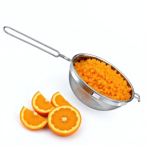 Image of TIARA - MAX Juice Strainer No 6 Diameter 14.5 cm Soup Strainer Steel Liquid Filter Food Grade Mesh, Sieve for Kitchen, channi,Rice Strainer, Fruit Strainer (34L x 14.5W x 7H cm, Silver)