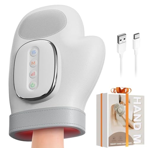 Smart Hand Massager with Heat Compression Relief for Arthritis & Carpal Tunnel Relief Cordless Portable Therapy Glove Electric Shiatsu Wrist/Finger/Palm Massager
