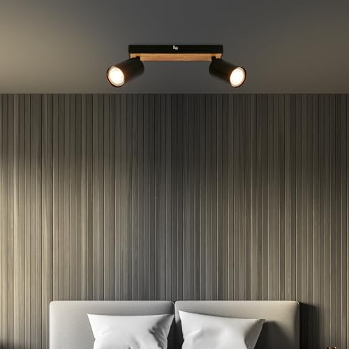 Briloner - Plafonnier orientable, douille GU10, max. 9 W, plafonnier, lampe, lampe de salon, lampe de chambre à coucher, lampe de cuisine, spot de plafond, éclairage de plafond, 25,5cm, noir-bois – vue 5