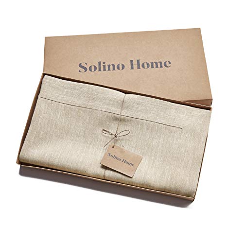 Solino Home Linen Tablecloth 60 X 108 Inch – Champagne Beige, 100% Pure Linen Rectangle Tablecloth For Spring, Summer, Wedding, Indoor, Outdoor – Athena, Handcrafted And Machine Washable #TOP3