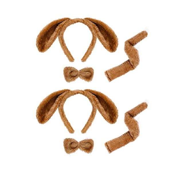 Jmkcoz 6 pieces puppy dog ears headband bowtie tail for kids girls boys easter party halloween party christmas costume