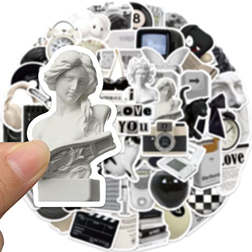 Black and White Sticker Pack of 50 Waterproof Durable Stickers for Laptops, Computers, Water Bottles