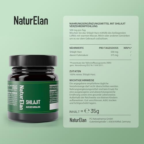 Shilajit Original Himalaya - Hochdosiert 75% Fulvinsäure - 35g mit natürlicher Huminsäure und Mineralien, 70 Tage Vorrat, in Deutschland produziert