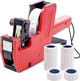 Iwamatu ハンドラベラー 業務用+ ラベル 10巻 プライス タグ 軽量タイプ 値札 賞味 期限 (レッド)