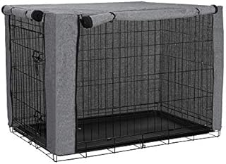 HANSHI Dog Crate Cover, Ventilated Pet Keneel Cover, Durable Double Door Polyester Dog Crate Cloth Cover, Air Flow/Universal Fit for Wire Dog Crate (49" Lx31 Wx32 H)
