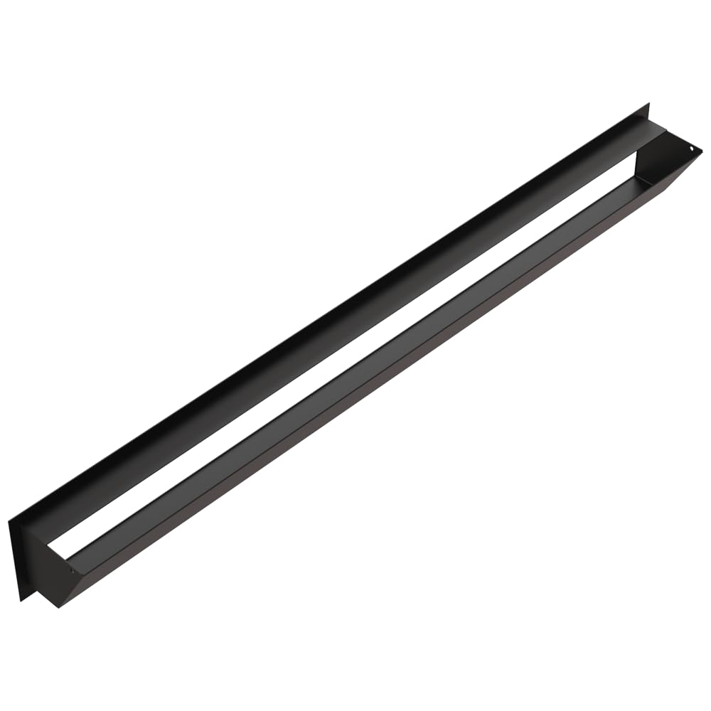 KRATKI LUFT Rejilla de ventilación 12x100 cm estrecha negra - Rejilla de ventilación de acero para chimeneas y sistemas de calefacción, 45°, pintada en polvo, rectangular, para montaje en pared