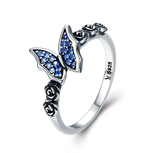 Preisvergleich Produktbild Bijoux Blu Damen-Ring Sterling-Silber 925 Schmetterling Blau Zirkonia Blau