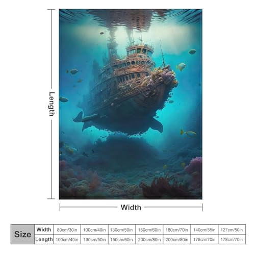 Manta de franela de mundo submarino infantil de 150 x 200 cm 6