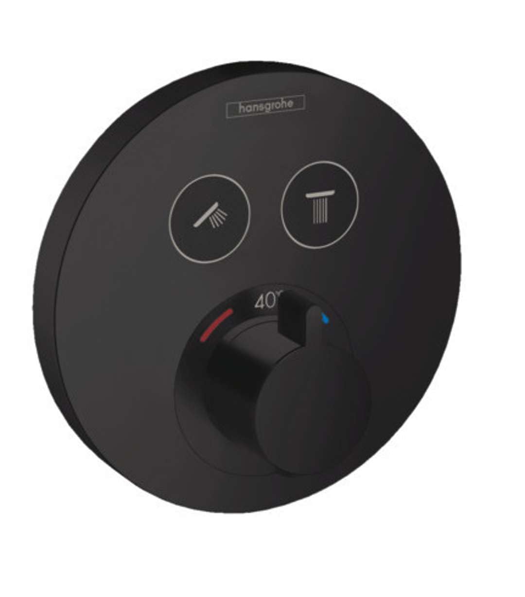 Hansgrohe Matte Black Showerselect S Flush-Mounted Thermostat For 2 Functions