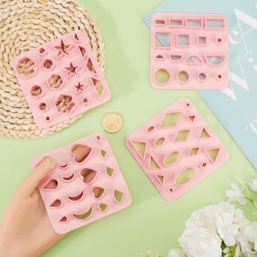 GORGECRAFT 4 Styles Star Rhombus Heart Polymer Clay Cutters Pink Love Plastic Clay Cutters Drop Fanshaped Jewerlry Making Tools Plastic Clay Earring Hooks Cutters Sculpting Tools Set for Women - Image 3
