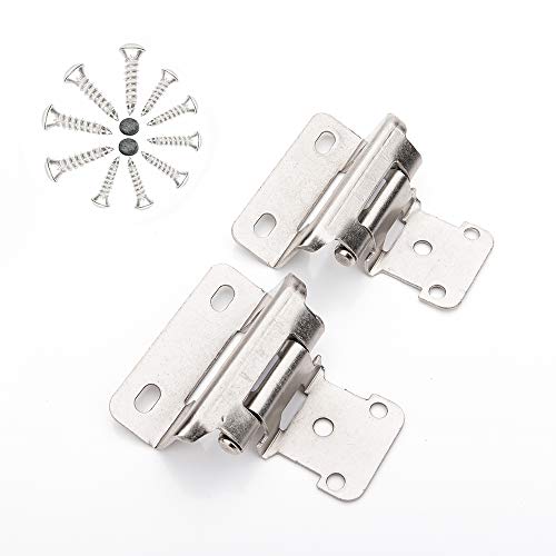 Home Master Hardware 1/2" Overlay Semi Partial Wrap Cabinet Hinges (25 Pair - 50 Pcs), Self Closing Cabinet Hinge For Variable Kitchen Bathroom Cabinet Doors, Satin Nickel #TOP6