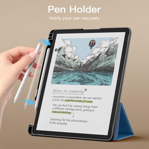 Image of MoKo Stand Case for 11 inch Kindle Scribe (3rd Generation -2025) & Kindle Scribe Colorsoft (1st Generation 2025) - Premium Leather Trifold Stand Cover with Pen Holder, Auto Sleep /Wake, Dark Sea Blue