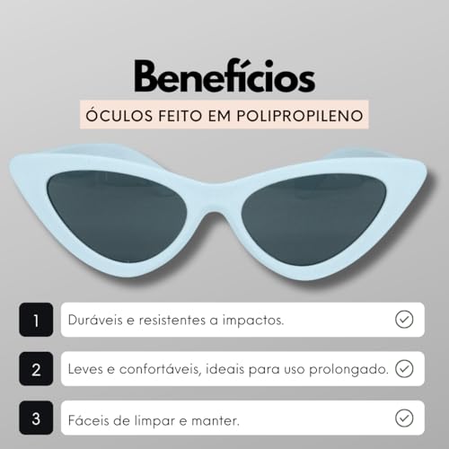 Óculos Gatinho MADU Escuro Para Festa, Balada, Casamento, Com Proteção UV400 (Branco)