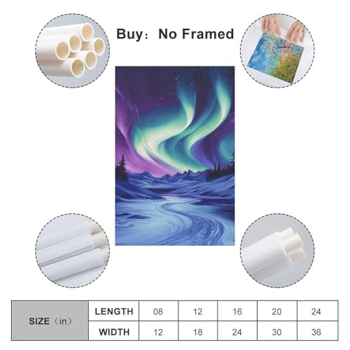Cuadro en lienzo de auroras boreales de 50x75 cm para decoracion de salon y dormitorio 2
