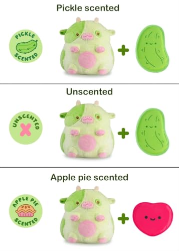 Image of Heatable Scented Cow Plush for Period Cramp Relief & Emotional Support, Microwavable Soft Toy Plushies, Coolable Stuffed Animal for Anxiety, Cute Heating Pad for Pain Relief (Pickle)