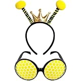 Poptrend Bee Antenna Headband Adult,Ladybug Antenna Headband and Glasses Set Costume Accessories Halloween Cosplay Party Favors for Women, Men and Kids