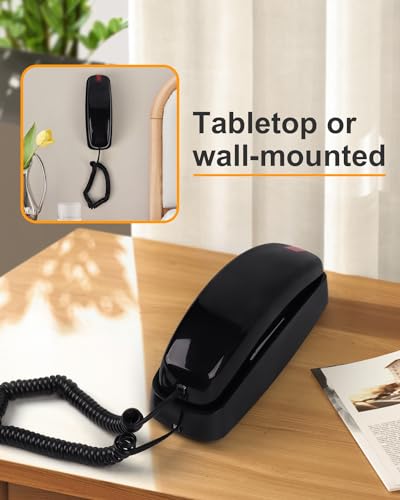 MCHEETA Corded Wall Phone, Landline Phones for Seniors with Large Buttons, Office Desk Phone with Adjustable Loud Volume & Lighted Keypad, Durable Basic Design for Home, Black - Thumbnail 2
