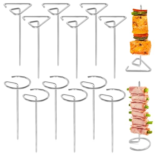 GOIYZTTR Lot de 20 Brochettes à Viande en Acier Inoxydable BBQ Brochettes Réutilisables Convient Pour Barbecues et Fêtes