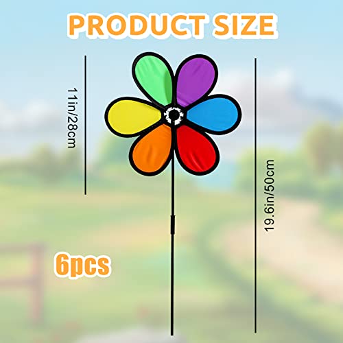 Flower Spinners Colorful Wind Spinners: 6Pcs 11 Inch Garden Wind Spinners, Pinwheels For Yard And Garden, Colorful Pinwheels, Garden Pinwheels Wind Spinners For Garden, Yard, Party Outdoor Decor #TOP1