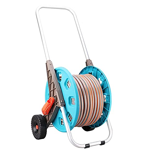 Capacité de l'enrouleur de Tuyau extérieur Chariot de Tuyau d'arrosage renforcé Portable pour arroser la Voiture Laver la Douche pour Animaux de Compagnie Nettoyer Le Sol (Tuyau d'eau de 50 mètres)