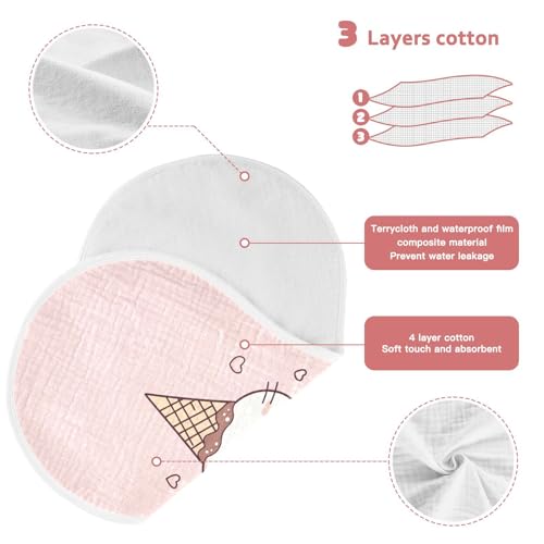 Cute Cat Ice Cream Baby Burp Cloths Cotton Burp Clothes Absorbent Muslin Burp Cloths Soft Burp Cloth Rags for Unisex Boy Newborn Girl 1 Pack 22x11 Inches3