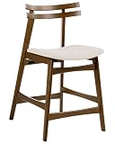 Beliani Barstuhl 2er Set Holz braun ohne Armlehnen mit Polstersitz cremeweiß Fußstütze Retro-Design Cynthiana