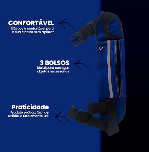 Pochete para Corrida e academia azul porta celular e água