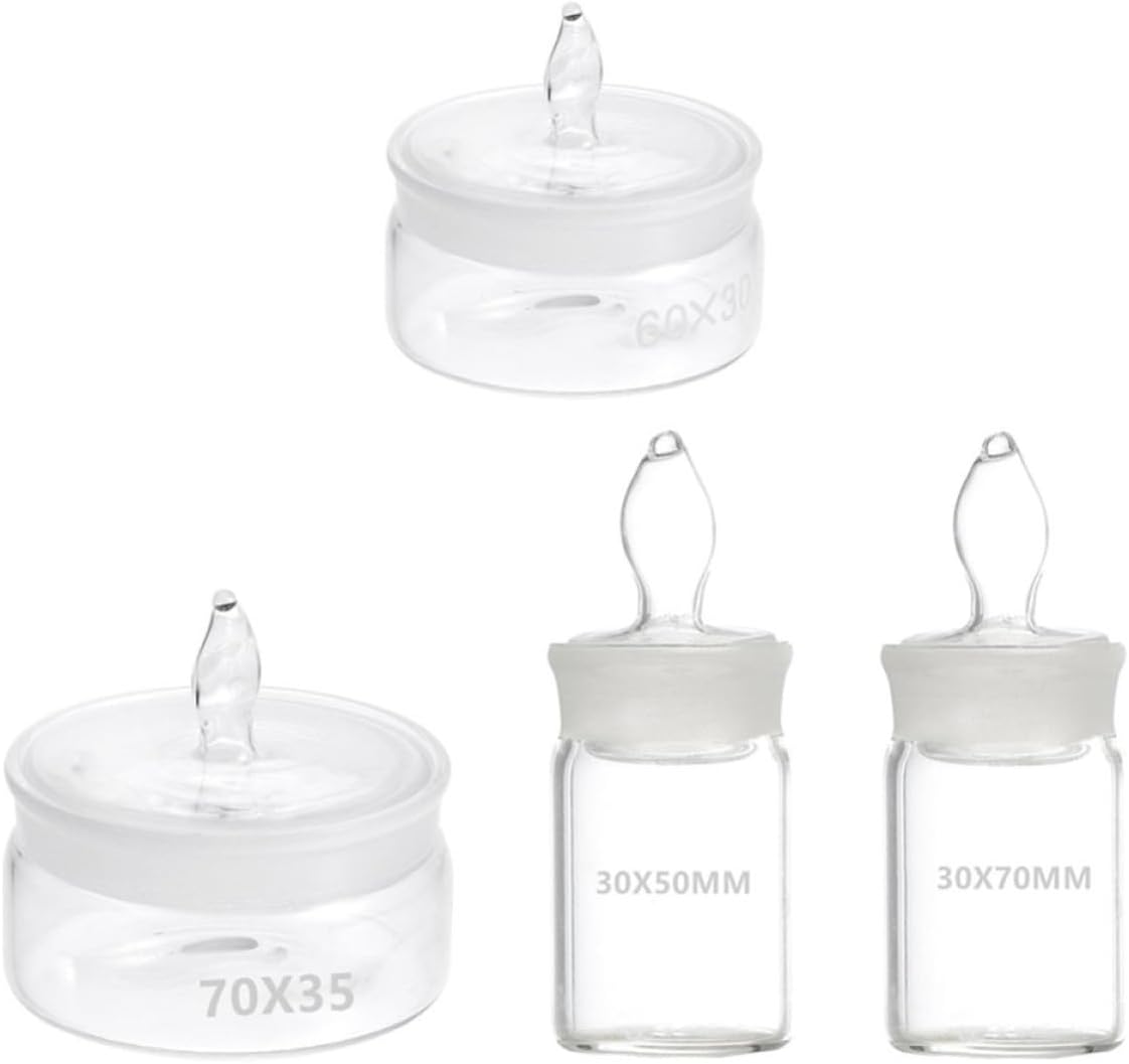 4pcs Glass Weighing Bottles for Laboratory Use, Low Flat Form Design, Accurate Weighing, Prevents Evaporation, Suitable for Solid and Aroma Samples in School and Lab Settings
