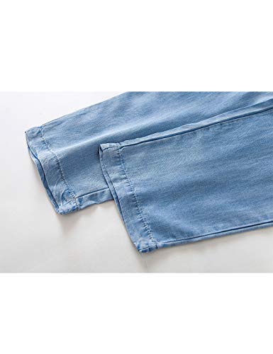 Jenkoon Women's Drawstring Elastic-Waist Tencel Cotton Pull On Jean Denim Pant (Light Blue, X-Small) #TOP5