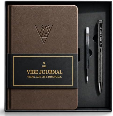 Journal & Pen Set for Men | Guided Mindfulness Journal with Brass...