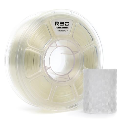 R3D Filamento 3D PLA da 1,75 mm, 0-370 mm/s, stampa ad alta velocità, precisione dimensionale +/- 0,02 mm, bobina di plastica trasparente da 1 kg, filamento per stampa 3D(Trasparente)