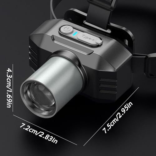 Dmuzsoih Luz Frontal | Linterna Frontal Recargable LED - 3 Modos Luminosos Ajustable 90 Grados para Pescar Senderismo Correr Caza Nocturna Acampar - imagen 5
