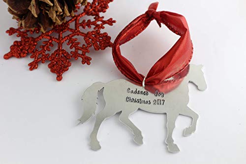 Horse Personalized Christmas Tree Silver Ornament - Customized - Custom - 2023 - Horseback Riding #TOP3
