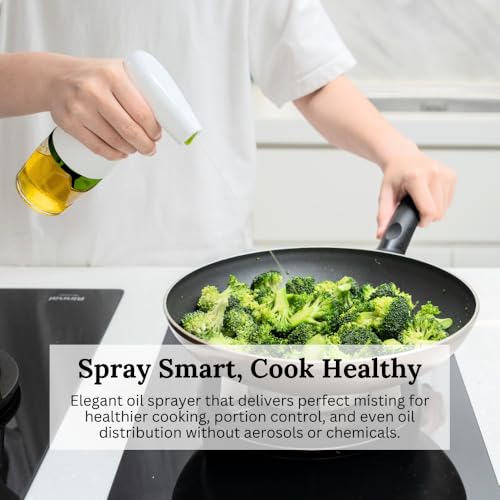 Prepara Simply Mist Olive Oil Sprayer, Chrome Band, White/Green