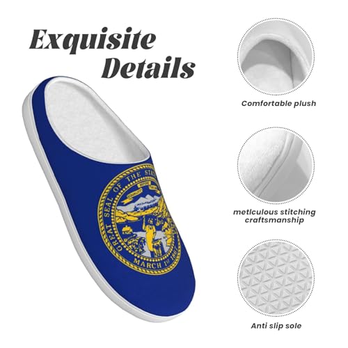 Cozy Nebraska Flag print Slippers Indoor and Outdoor Fuzzy House Shoes Anti-Skid Sole Gifts for Women Indoor Scuff4